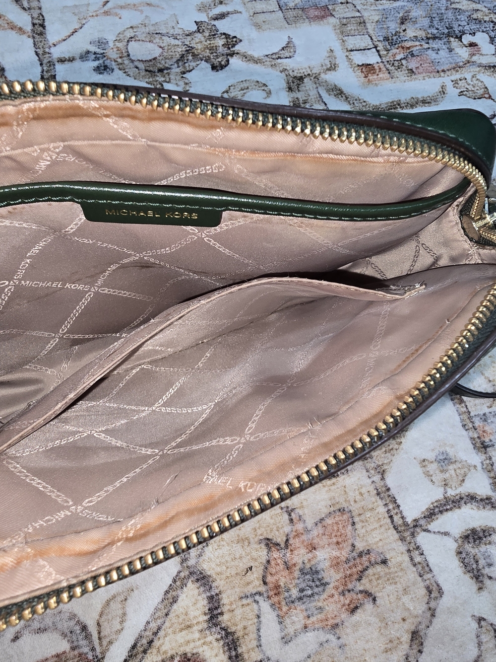 Michael Kors Jet Set Green Navy Stripe Crossbody Bag - Picture 8 of 10